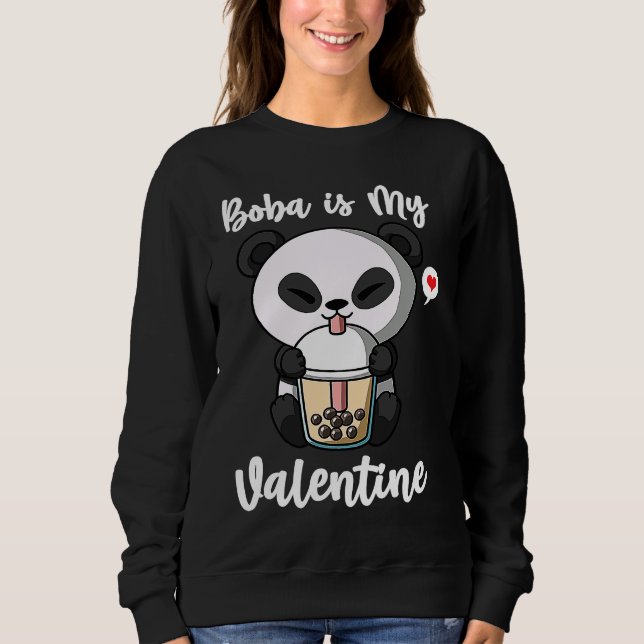 Moletom Boba Tea is My Valentine Panda Bear Anti Valentine (Frente)
