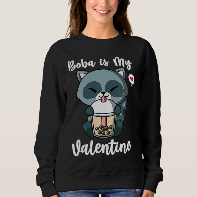 Moletom Boba Tea is My Valentine Raccoon Anti Valentines D (Frente)