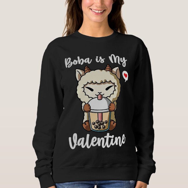Moletom Boba Tea is My Valentine Sheep Anti Valentines Day (Frente)