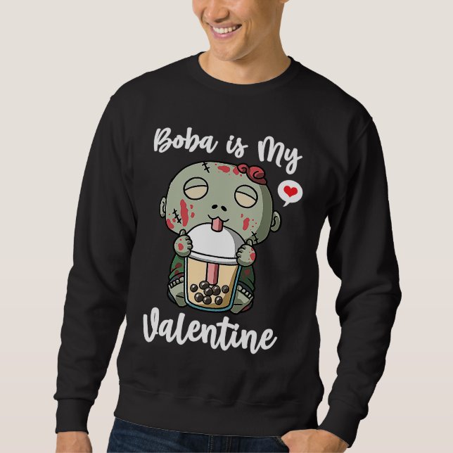 Moletom Boba Tea is My Valentine Zombie Anti Valentines Da (Frente)