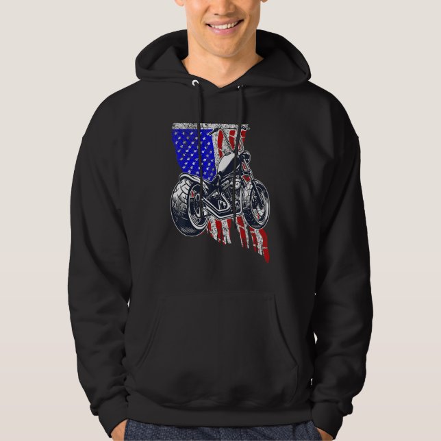 Moletom Bobber Motorcycle Julho 4 Veterus American Flag (Frente)