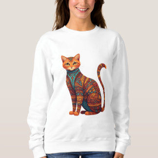 Moletom Bohemian Cat Art Colorful Tribal Cat