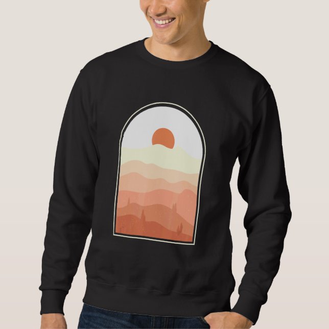 Moletom Boho Abstrato Art Desert Sunset Landscape Geometri (Frente)