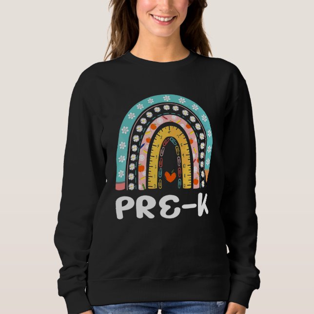 Moletom Boho Arco-Íris Pré K Professor Aluno Volta às Aula (Frente)