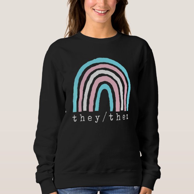 Moletom Boho Arco-íris Pronomes Trans Eles Deles Orgulho L (Frente)