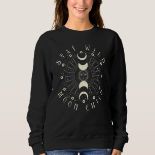 Moletom Boho Celestial Moon Phases Permaneçam Selvagens Mo