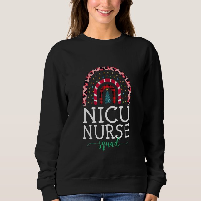 Moletom Boho Christmas Leopard Rainbow Nicu Nurse Squad Nu (Frente)