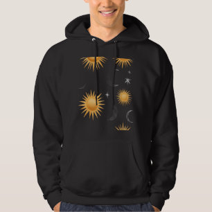 Moletom Boho Dourado Sol Lua Estrelas Celestiais