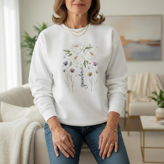Moletom Boho Floral Grandma White Flower Mother’s Day Gift