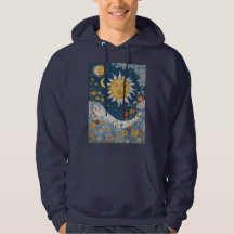 Boho Floral Patchwork Sun and Moon