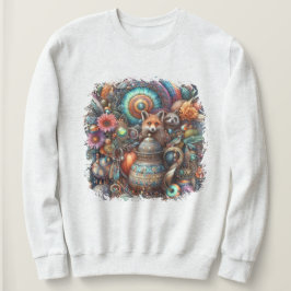 Moletom Boho Fox Raccoon Floral Design