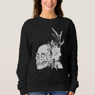 Moletom Boho Halloween Caveira Flores Oculto Arte Sombrio