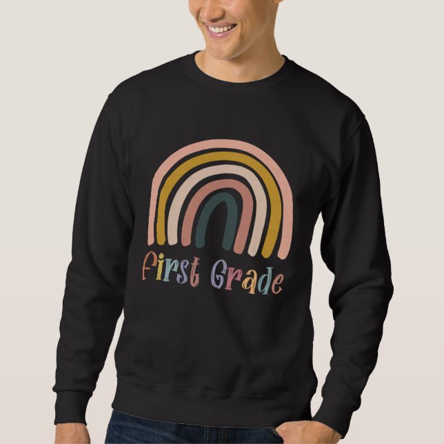 Moletom Boho Rainbow First Day of School 2021 First Grade  (Frente)