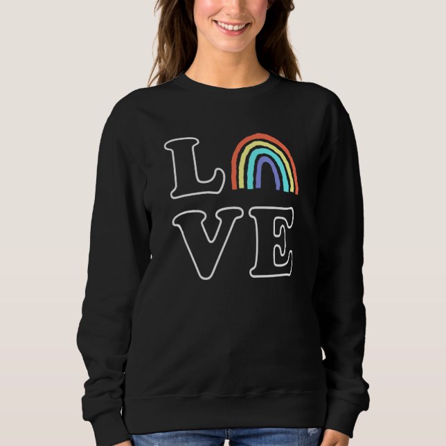 Moletom Boho Rainbow Love Letters Pride Lbgtqia (Frente)