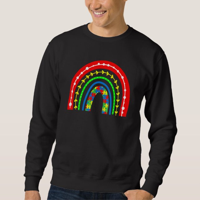 Moletom Boho Rainbow Quebra-cabeça Piece Autism Autisti (Frente)