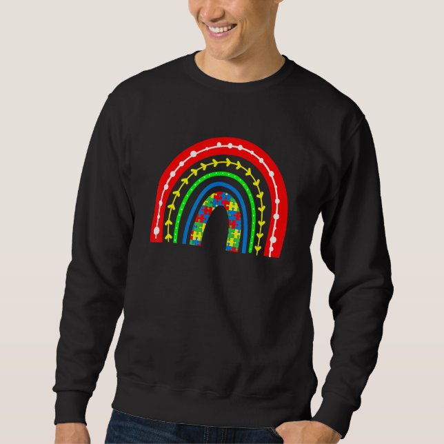 Moletom Boho Rainbow Quebra-cabeça Piece Autism Autisti (Frente)