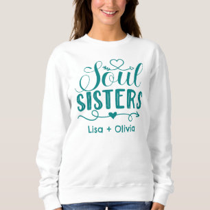 Moletom Boho Turquoise Soul Sisters Script Nome Personaliz