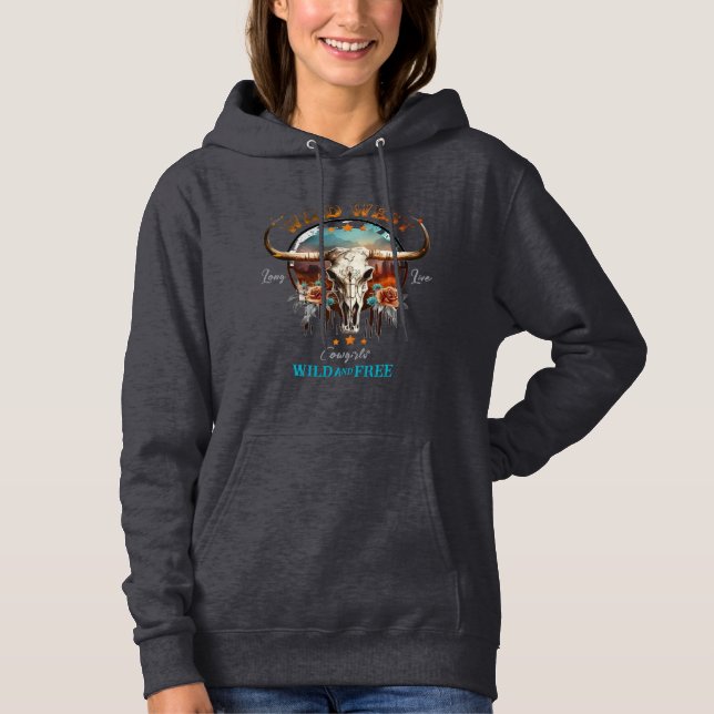 Moletom Boho Wild and Free Dark Cinza Hoodie Sweatshirt (Frente)