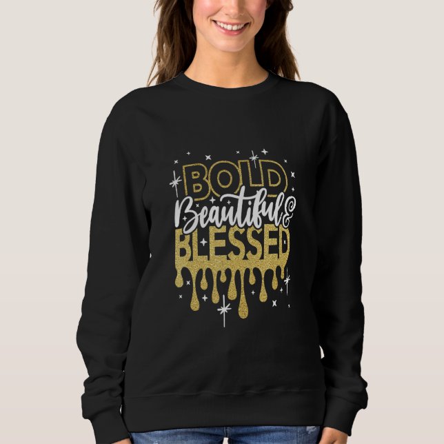 Moletom Bold beautiful blessed Bling Rhinestone Woman Chri (Frente)
