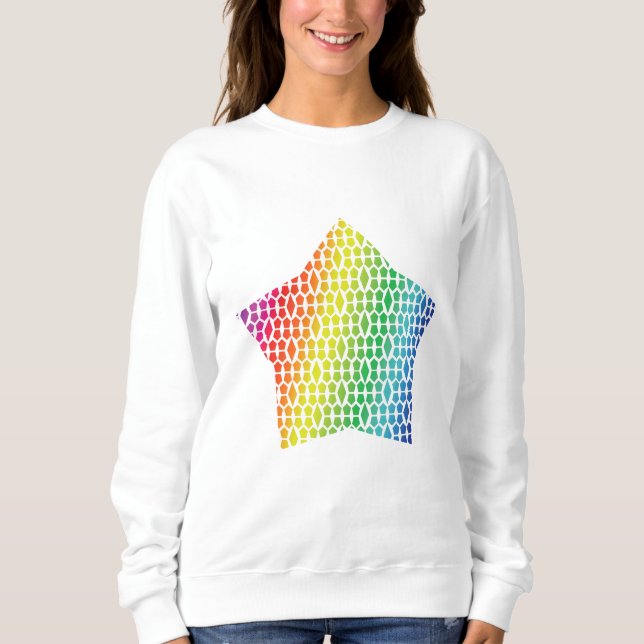 Moletom Bold Rainbow Honeycomb e Diamond Pattern star (Frente)