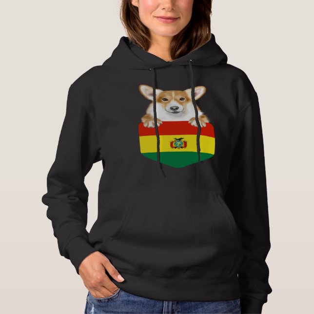 Moletom Bolivia Flag Pembroke Welsh Corgi Dog In Pocket (Frente)