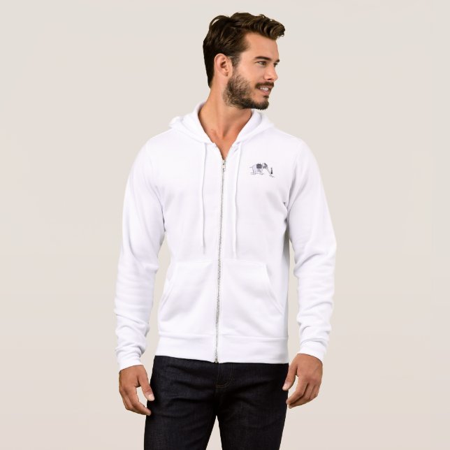 Moletom Bolsa capuz branco homens Elephant Upgrade camisol (Frente Completa)