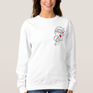 Moletom Bolsinho de Amor Fofo Gráfico Cartoon Romance Mulh