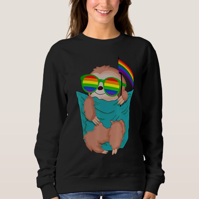 Moletom Bolso de Cuja Largura Lgbt Animal Rainbow Flag Gay (Frente)