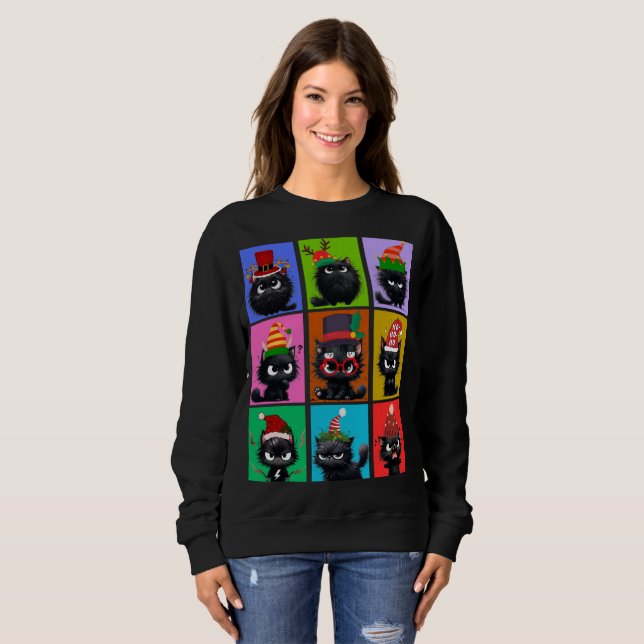 Moletom Bolt The Cat Christmas Sweatshirt das mulheres (Frente Completa)