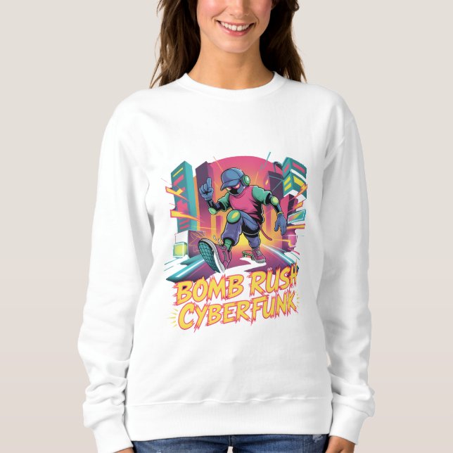 Moletom Bomb Rush Cyberfunk – Rebelião de Rua Neon (Frente)