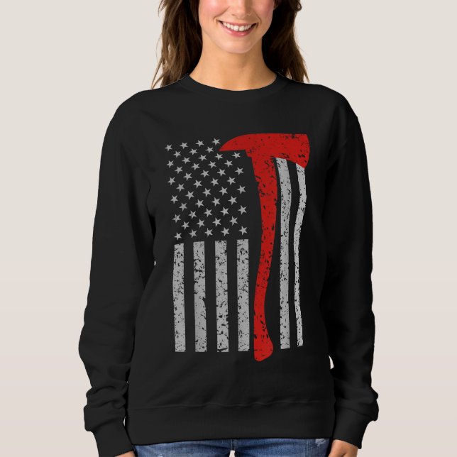 Moletom Bombeiro American Flag Ax Thin Red Line Patrio (Frente)