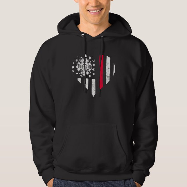 Moletom Bombeiro americano Flag Heart Patriotic Fireman (Frente)