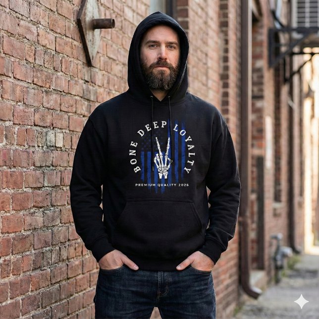 Moletom Bone Deep Loyalty Skeleton Hand USA Flag Hoodie (Criador carregado)