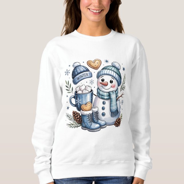Moletom Boneco de Neve Aconchegante de Inverno  (Frente)