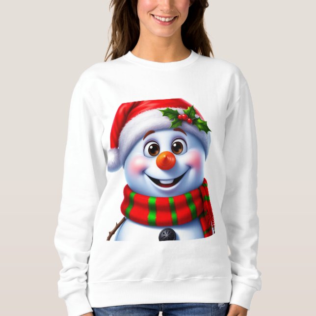 Moletom Boneco de Neve Alegre Com Chapéu de Papai Noel (Frente)