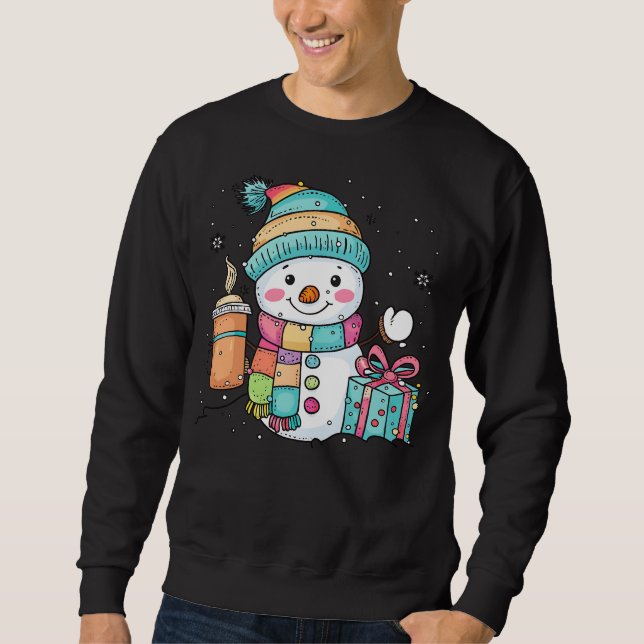 Moletom Boneco de Neve Fofo com Café e Presente - Natal Pa (Frente)