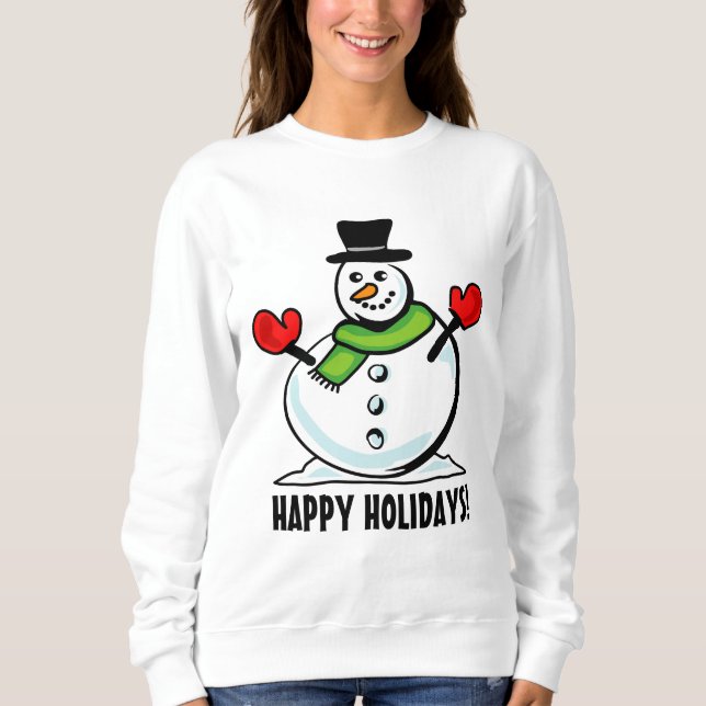 Moletom Boneco de neve fofo Feliz Natal branco (Frente)