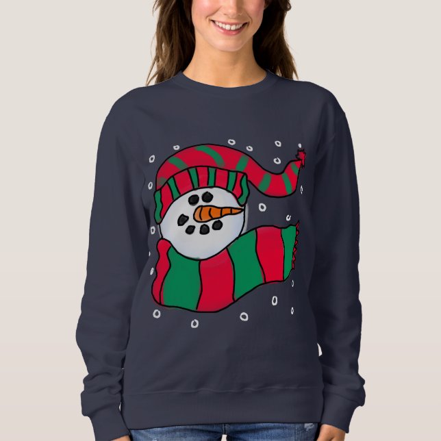 Moletom Boneco de Neve Gelado Arte de Natal Abstrata para  (Frente)