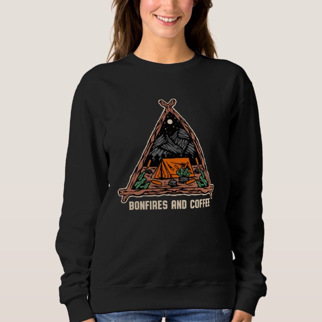 Moletom Bonfires and Coffee Camping Coffee Camper Caffeine (Frente)