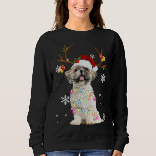 Moletom Bonita Shh Tzu Christmas Reindeers Luzes de Natal