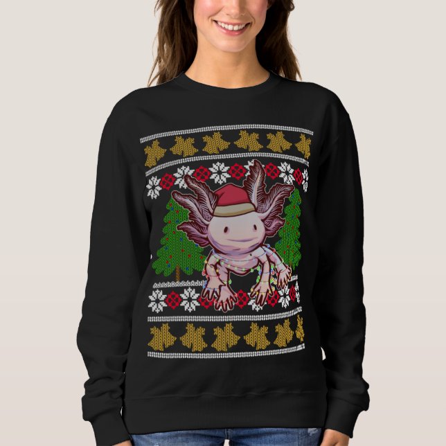 Moletom Bonito Axolotl Feio Luzes de Natal Doce H (Frente)