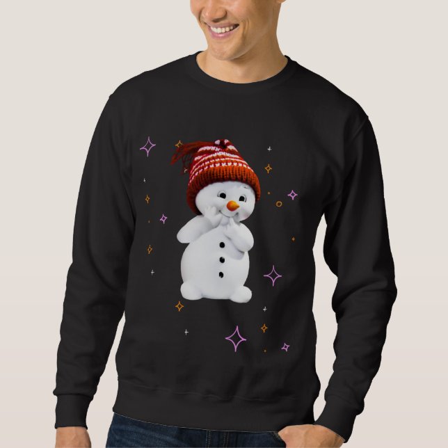 Moletom Bonito boneco de neve com presente de flocos de ne (Frente)