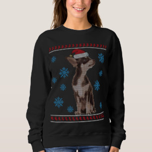 Moletom Bonito Chihuahua com Papai Noel Feliz Natal