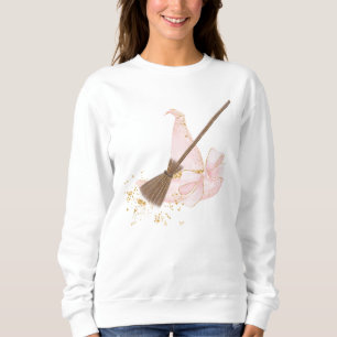 Moletom Bonito com chapéu de bruxa rosa e vassoura, Sweats