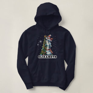 Moletom Bonito e Engraçado Neve de Natal Azul Marinho