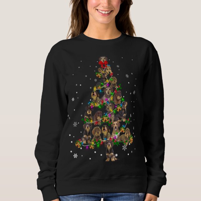 Moletom Bonito Fio com cabelo Dachshund cão de Natal prese (Frente)