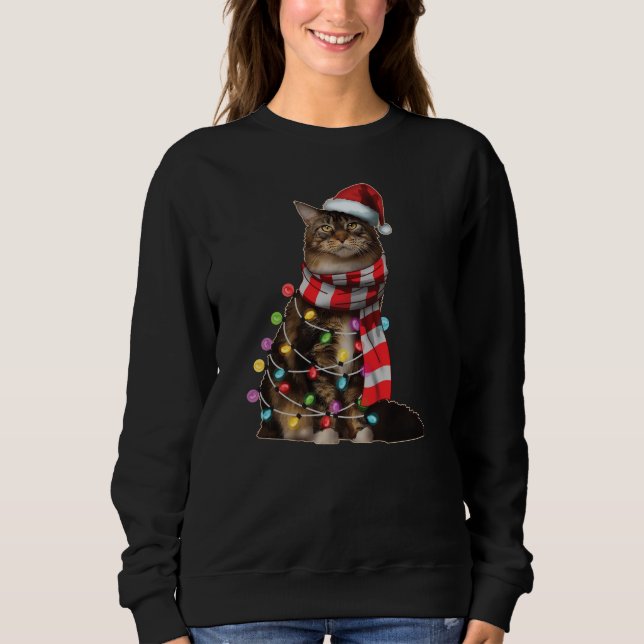 Moletom Bonito Maine Coon Gato Funny Xmas Dom Feriado (Frente)