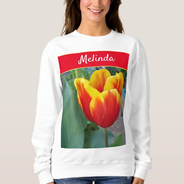 Moletom Bonito Pastel Floral Tulip Red Womans (Frente)