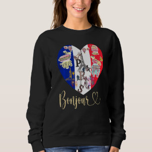 Moletom Bonjour France I Love Paris Flag Heart Fren