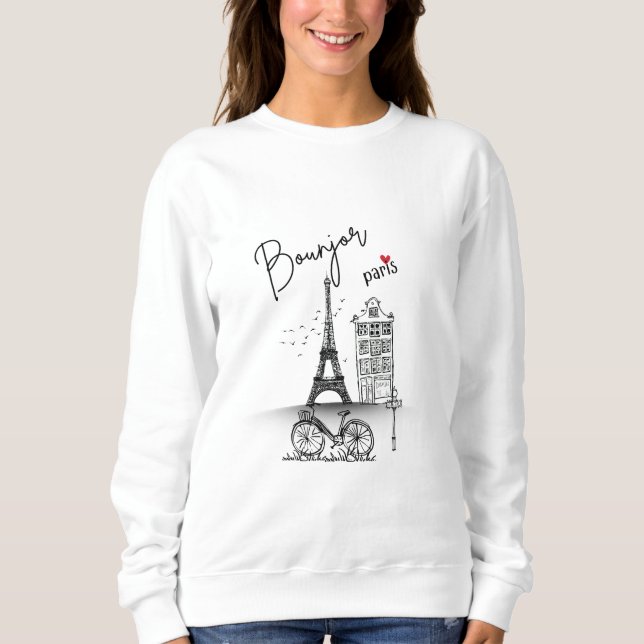 Moletom Bonjour Paris: Design minimalista chic (Frente)